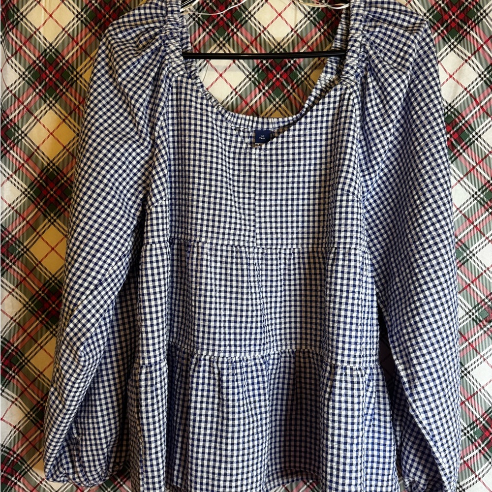 Old Navy Blue and White Gingham Top